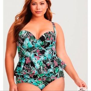 TORRID tropical tankini midkini swimsuit set, 3X/4X.